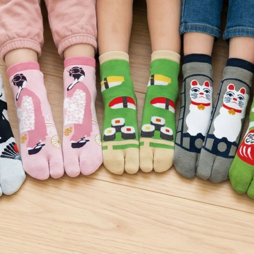 のレン キッズ 足袋ソックス 4種セット / フリーサイズ 筒形靴下