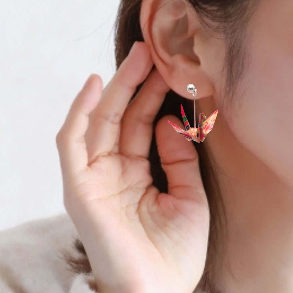 のレン 折鶴ピアス / 折り紙アクセサリー ニッケルフリー金属使用 箱入り