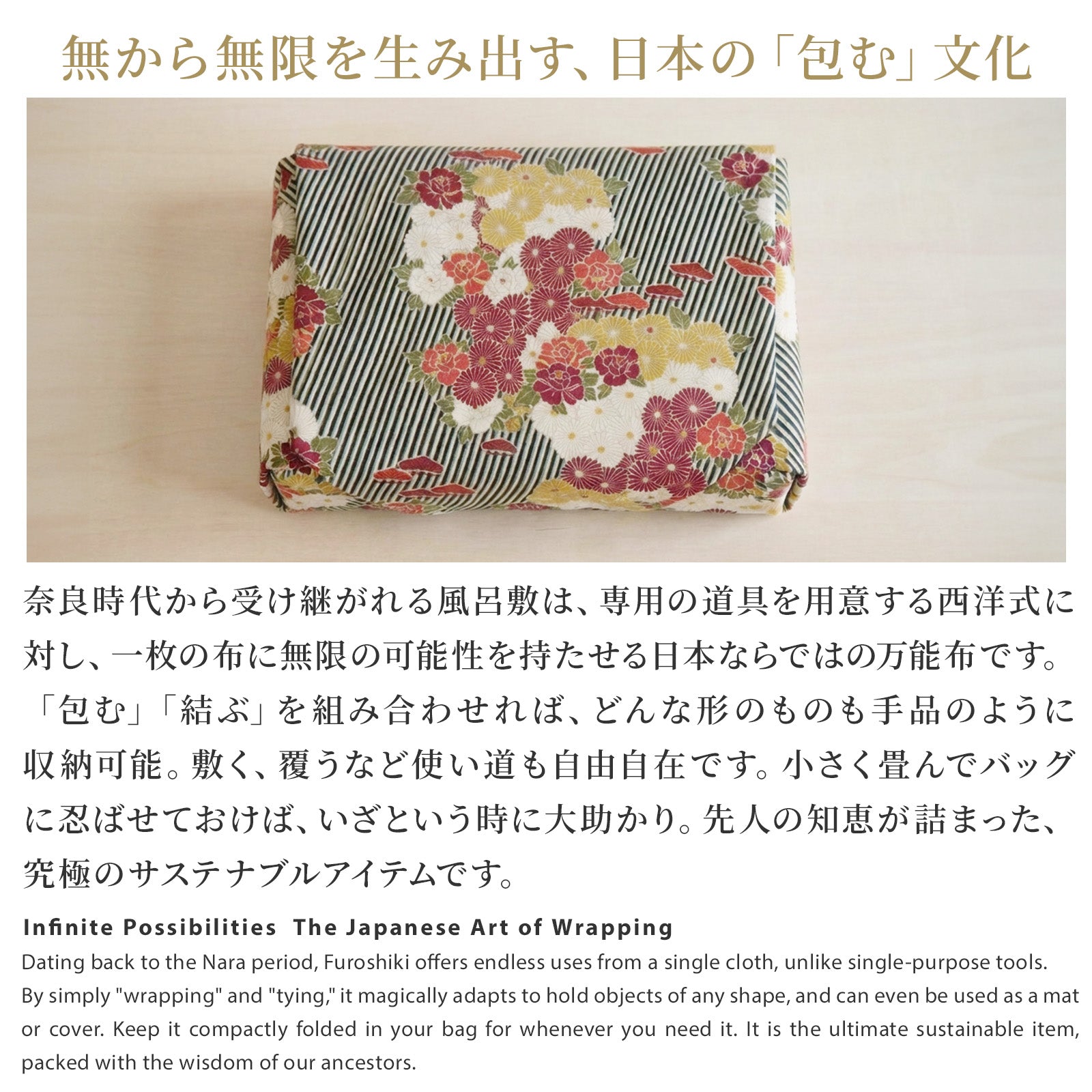 のレン 風呂敷 レトロフラワー / 100cm 70cm 50cm 綿100％