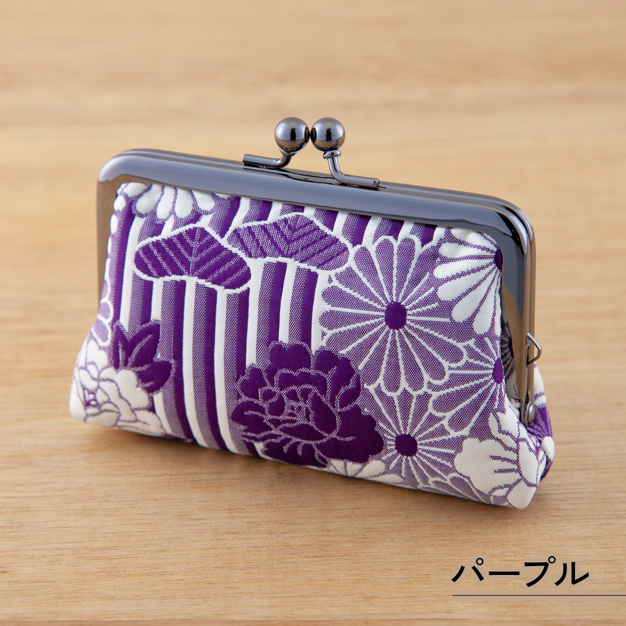のレン がま口小銭入れ ふくれ織
