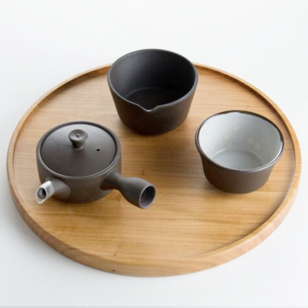 かもしか道具店 茶時間 萬古焼 急須 直 100mlセット / 湯さまし・湯飲み・急須100ml 3点セット