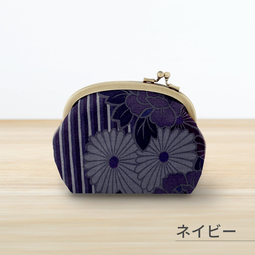 のレン がま口ポーチ レトロフラワー