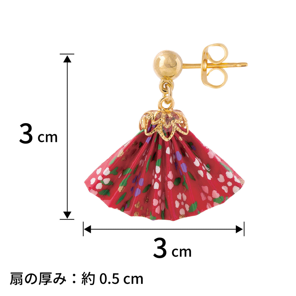 のレン 扇ピアス / 折り紙アクセサリー サージカルステンレス使用