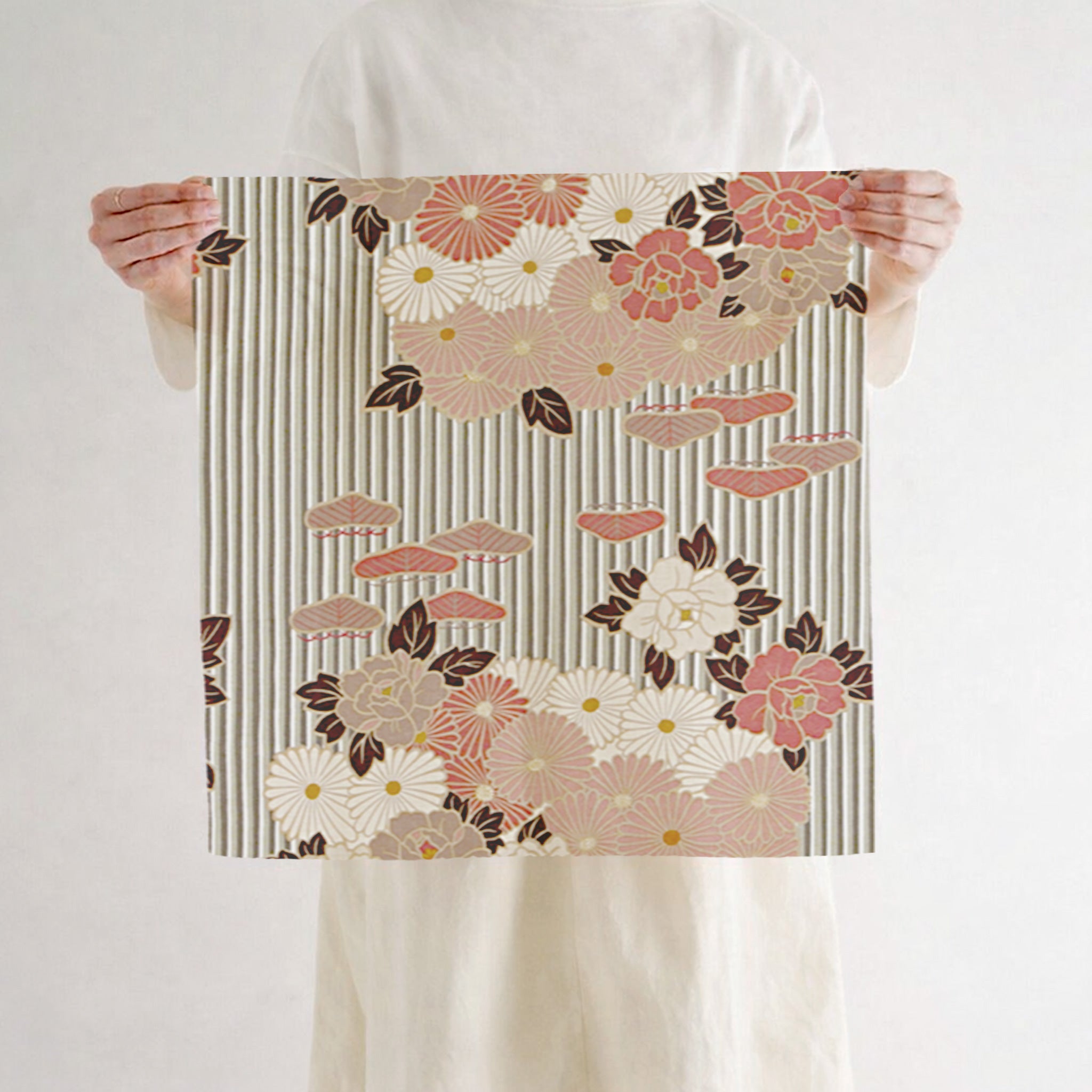 のレン 風呂敷 レトロフラワー / 100cm 70cm 50cm 綿100％