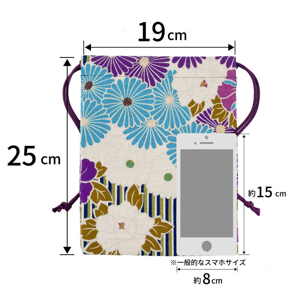 のレン 巾着袋 レトロフラワー