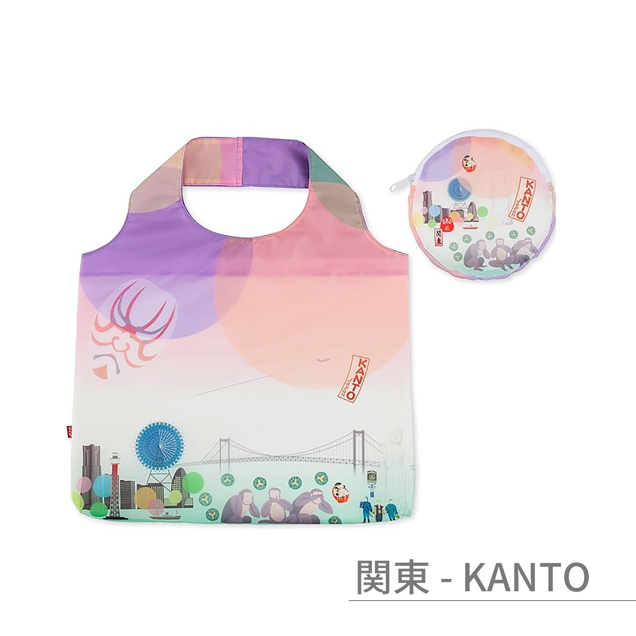 のレン ジャパノラマ ご当地柄 エコバッグ / 収納ポーチ付き