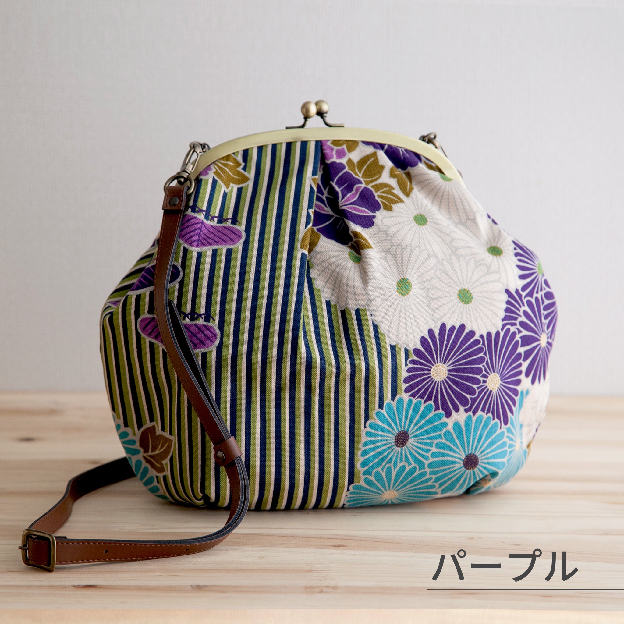 のレン がま口ショルダーバッグ レトロフラワー　