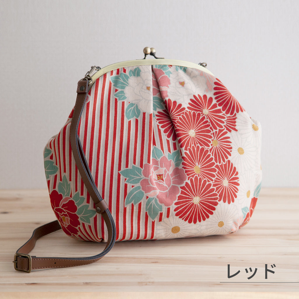のレン がま口ショルダーバッグ レトロフラワー　