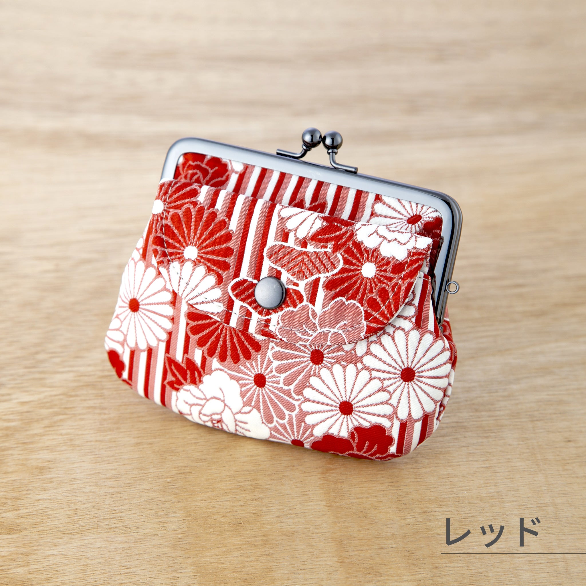 のレン 親子がま口財布 ふくれ織り
