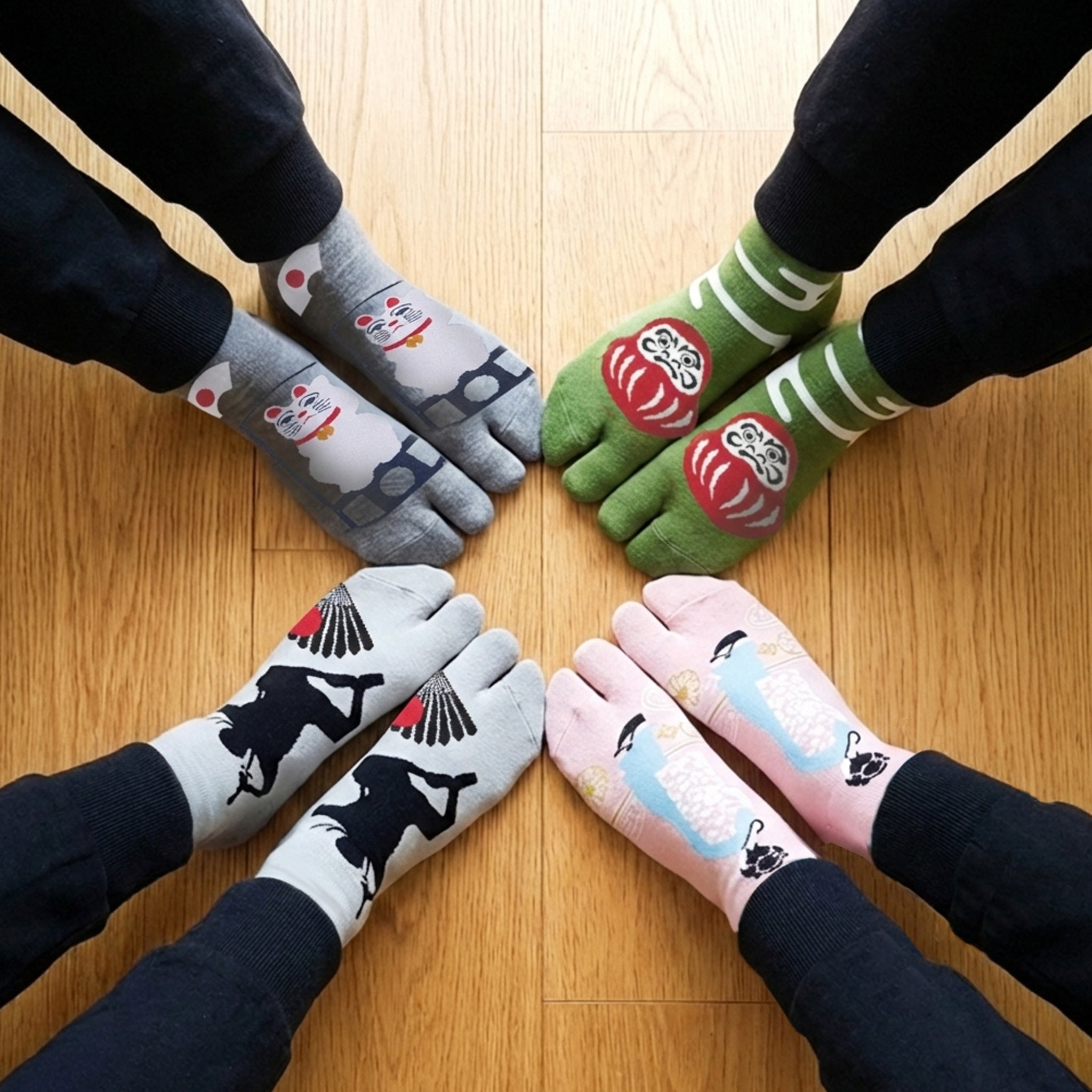 のレン 足袋ソックス 4種セット / フリーサイズ 筒形靴下